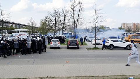 Starcia pseudokibiców z policją w trakcie meczu finałowego Pucharu Polski 