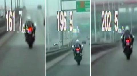 Motocyklista jechał 200 km/h (film bez dźwięku)
