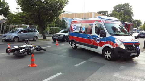 Wypadek motocyklisty na Mokotowie