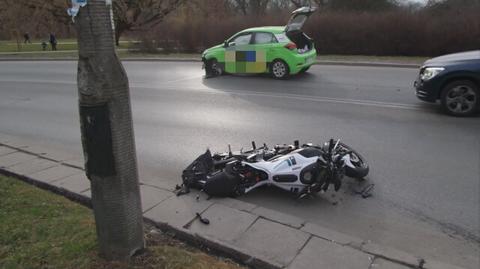 Wypadek z udziałem motocyklisty