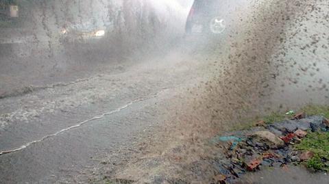 Zalana ulica Paderewskiego i Trakt Lubelski fot. Tomasz Zieliński/tvnwarszawa.pl