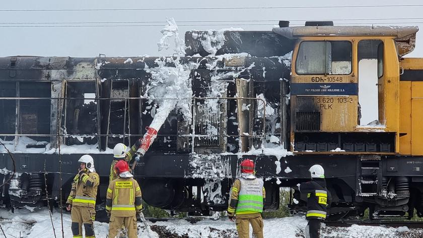 Pożar lokomotywy pod Mińskiem Mazowieckim