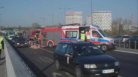 Zderzenie trzech aut na moście Łazienkowskim