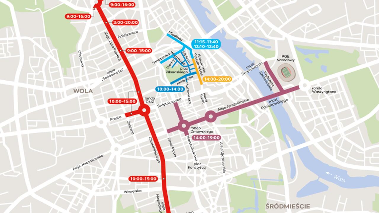 Marsz, bieg, uroczystości państwowe. Wiele zamkniętych ulic, zakazy parkowania