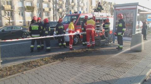 Akcja straży pożarnej na Broniewskiego