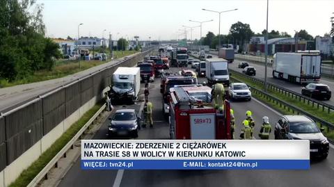 Wypadek na trasie S8 w Wolicy - relacja reportera tvnwarszawa.pl