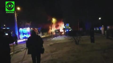 Pożar autobusu w Pruszkowie