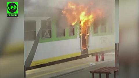 Pożar pociągu w Zielonce