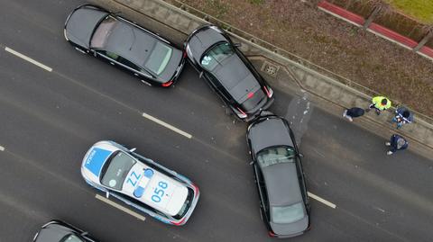 Zderzenie trzech samochodów na Wale Miedzeszyńskim