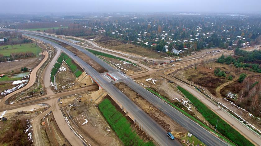 Budowa trasy S7 Tarczyn Północ - Lesznowola (nagranie z 11 grudnia)