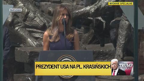 Melania Trump przemawiała na placu Krasińskich