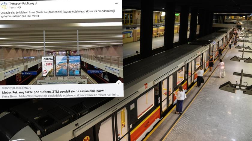 Stelaże pod reklamy na stacji metra Ursynów