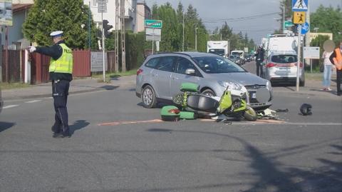 Zderzenie auta osobowego ze skuterzystą