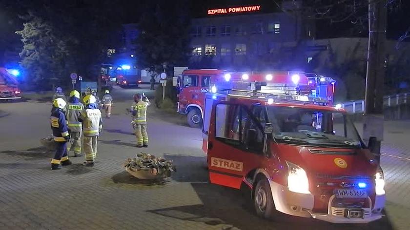 Akcja straży pożarnej w szpitalu w Mińsku Mazowieckim