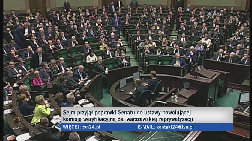 Sejm przyjął poprawki Senatu do ustawy powołującej komisję weryfikacyjną ds. reprywatyzacji