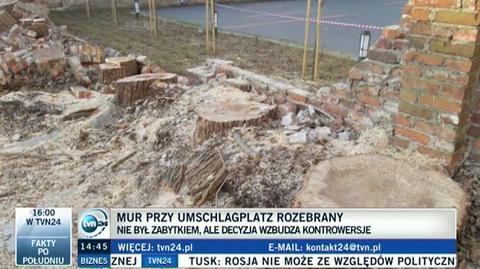 Mur przy Umschlagplatz rozebrany 