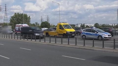 Zderzenie czterech samochodów na moście Grota