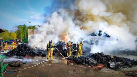 Pożar składowiska śmieci w miejscowości Jakubów