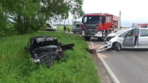 Wypadek z udziałem trzech samochodów w Lesznie