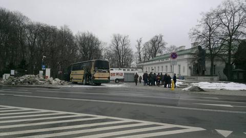 Pożar autokaru przy Belwederze