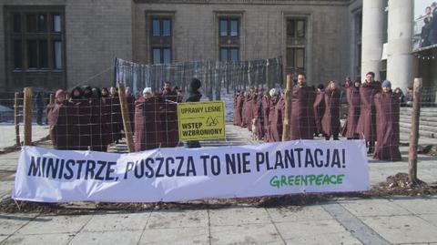 Protest przeciw nasadzeniom w Puszczy Białowieskiej