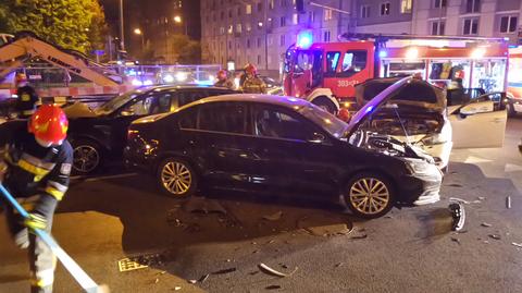 Zderzenie trzech aut w alei Niepodległości