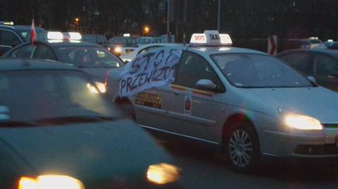 Protest taksówkarzy na rondzie