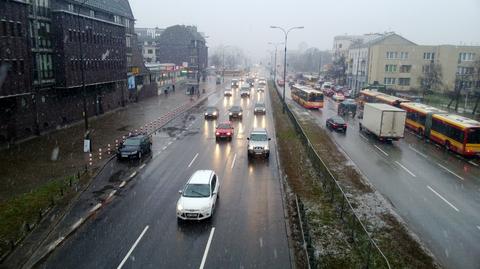 Śnieg z deszczem w stolicy