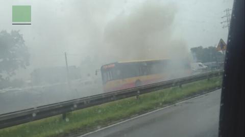 Pożar autobusu w Nadarzynie