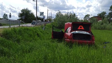 Kierowca audi wypadł z drogi na Białołęce