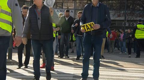 Protest taksówkarzy w Warszawie 