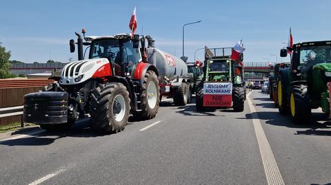 Protest rolników w miejscowości Zakręt 