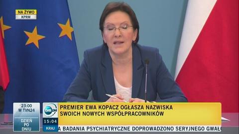 Premier Kopacz ogłasza nowych współpracowników