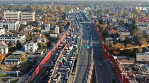 Zderzenie czterech aut na Trasie Siekierkowskiej 