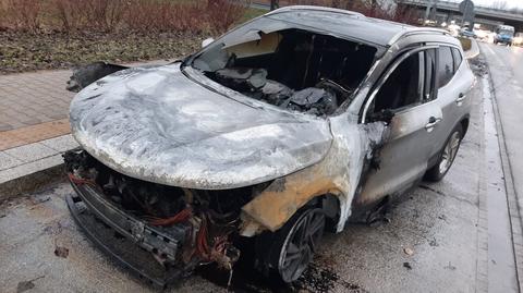 Na Wisłostradzie zapalił się samochód (materiał z 17.01.2022)