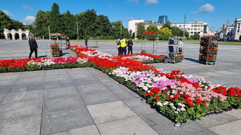 Rolnicy na placu Piłsudskiego w Warszawie