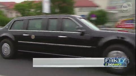 samochód prezydenta USA na ulicach Warszawy 