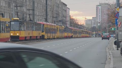 Korek tramwajowy w alei Solidarności