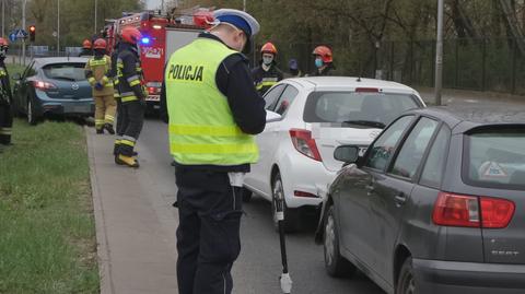 Zderzenie trzech aut na Wale Miedzeszyńskim 