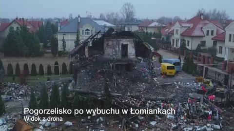 Pogorzelisko po wybuchu w Łomiankach