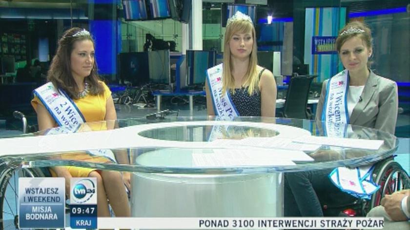 Podium wyborów Miss Polski na wózku gośćmi TVN24