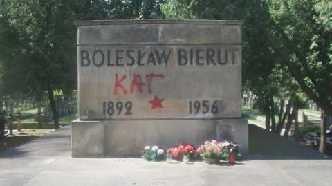 Zdewastowany grób Bieruta