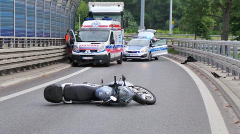 Motocyklista wywrócił się na Wisłostradzie
