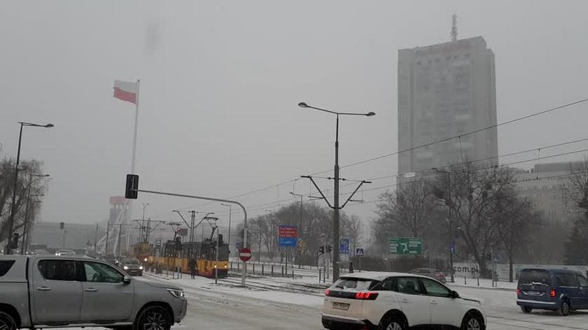 Zimowe warunki na warszawskich ulicach