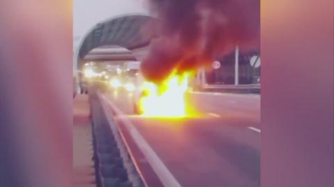 Pożar auta na Trasie Toruńskiej