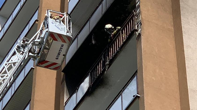 Pożar balkonu na Gocławiu 