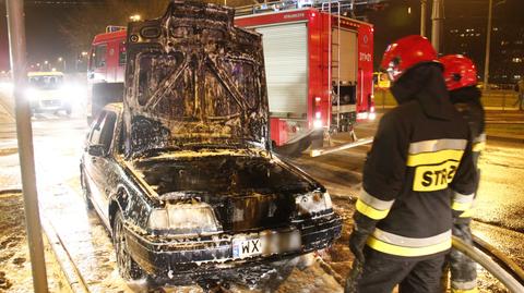 Pożar samochodu na Bielanach