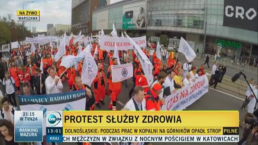 Protest służby zdrowia w Warszawie