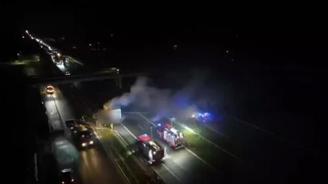 Ciężarówka zapaliła się na trasie Grójec - Tarczyn 