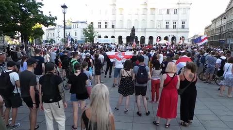 Protesty na Krakowskim Przedmieściu po wyborach na Białorusi